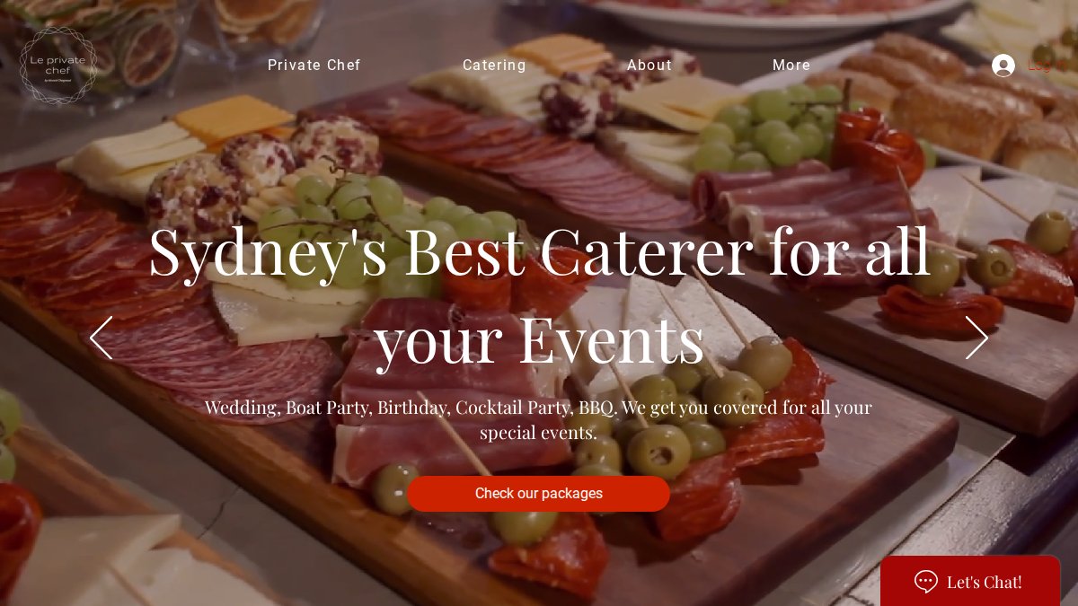 Screenshot of leprivatechef.com interface