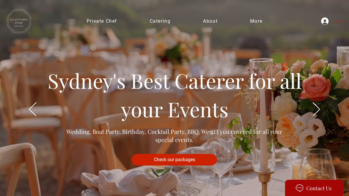 Screenshot of leprivatechef.com interface