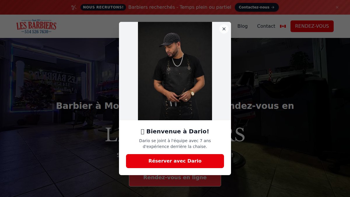Screenshot of lesbarbiers.ca interface