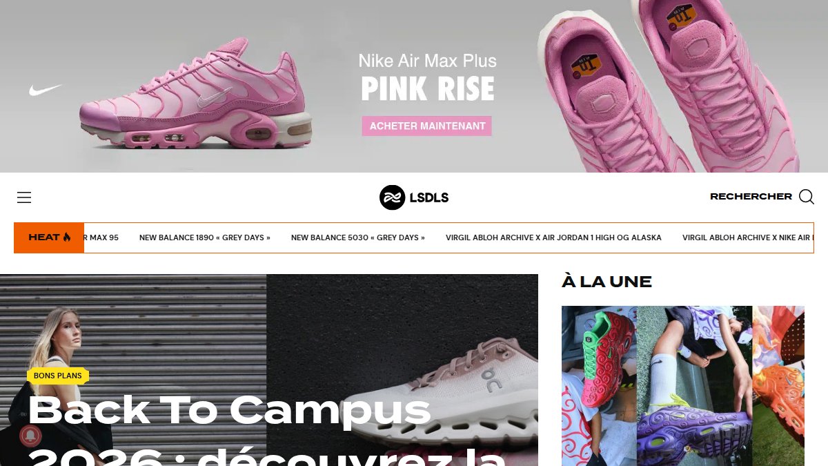 Screenshot of lesitedelasneaker.com interface