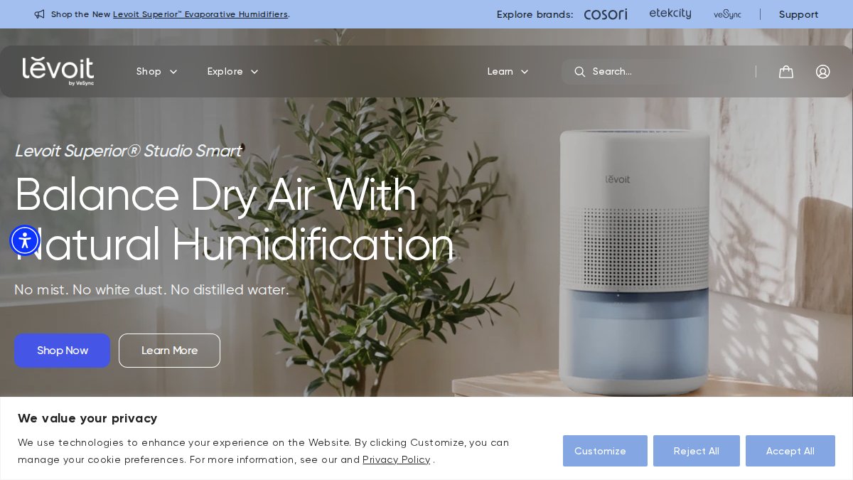 Screenshot of levoit.com interface