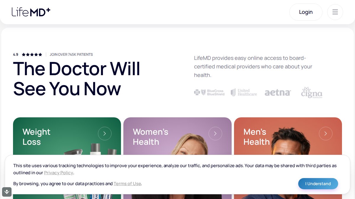 Screenshot of lifemd.com interface