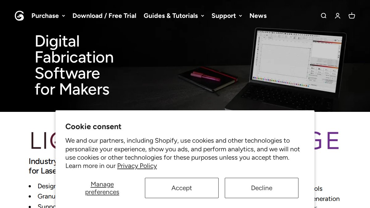 Screenshot of lightburnsoftware.com interface