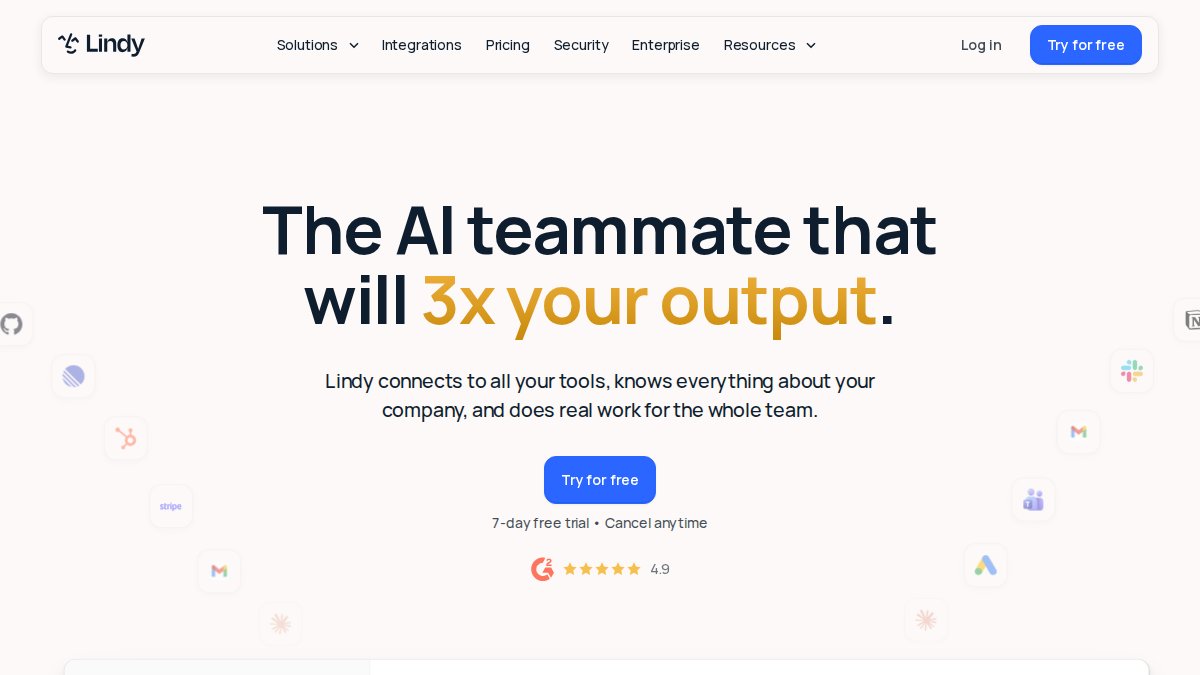 Screenshot of lindy.ai interface