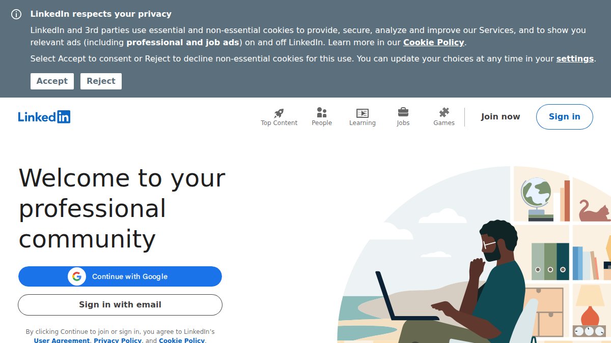 Screenshot of linkedin.com interface