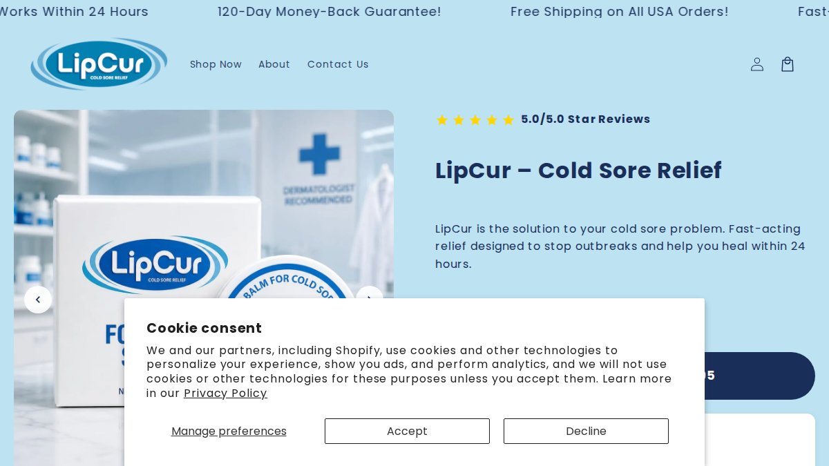 Screenshot of lipcur.com interface