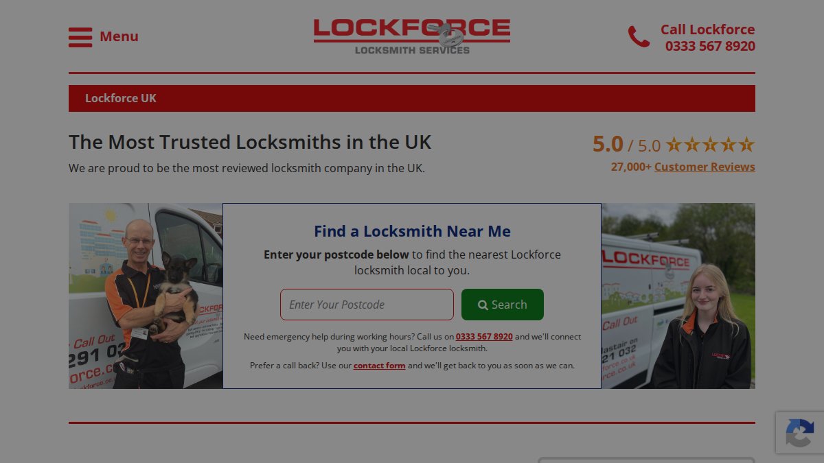 Screenshot of lockforce.co.uk interface