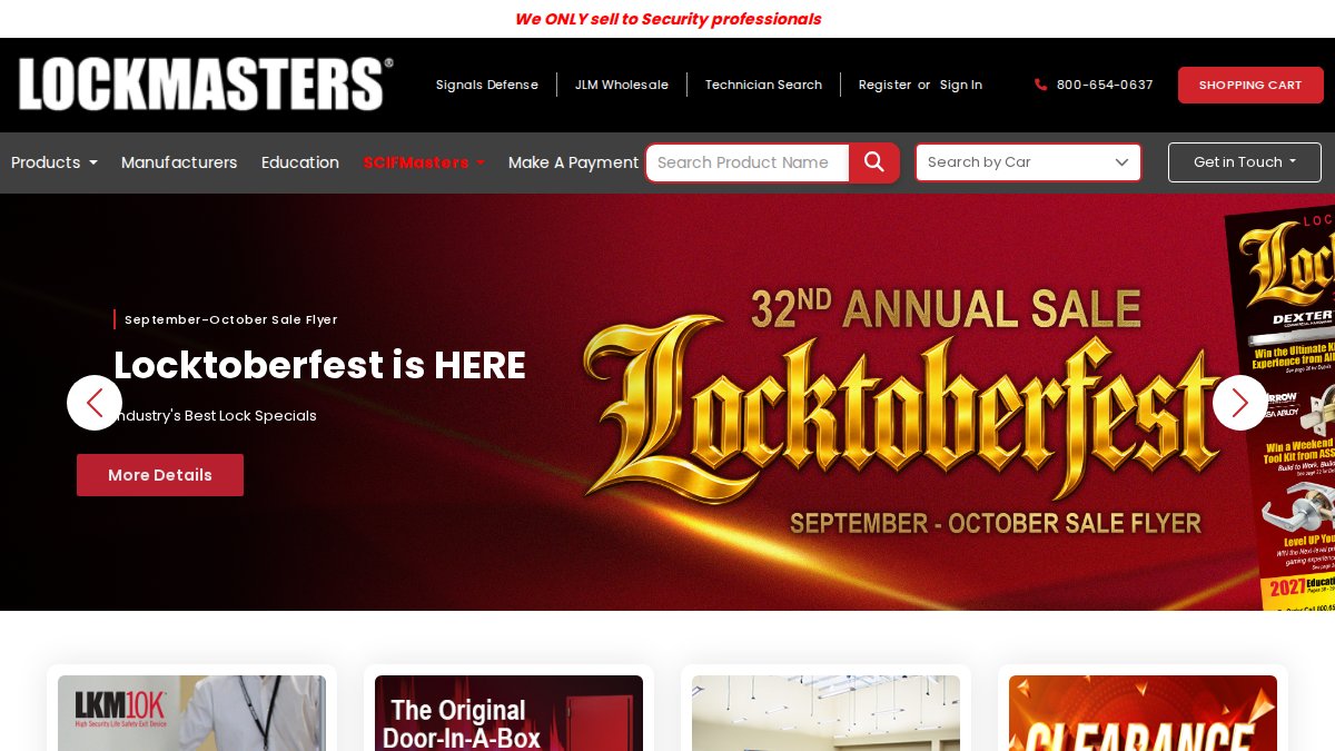 Screenshot of lockmasters.com interface