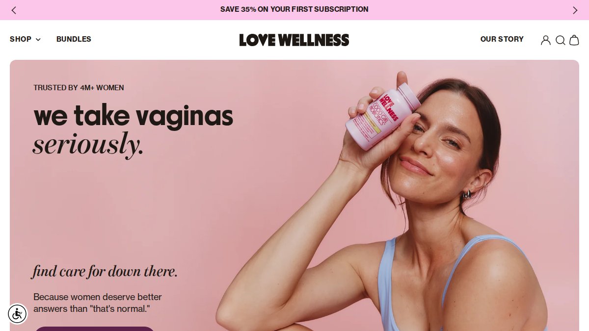 Screenshot of lovewellness.com interface