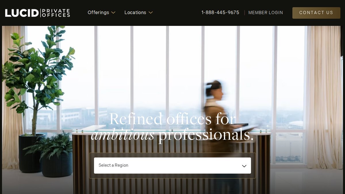 Screenshot of lucidprivateoffices.com interface