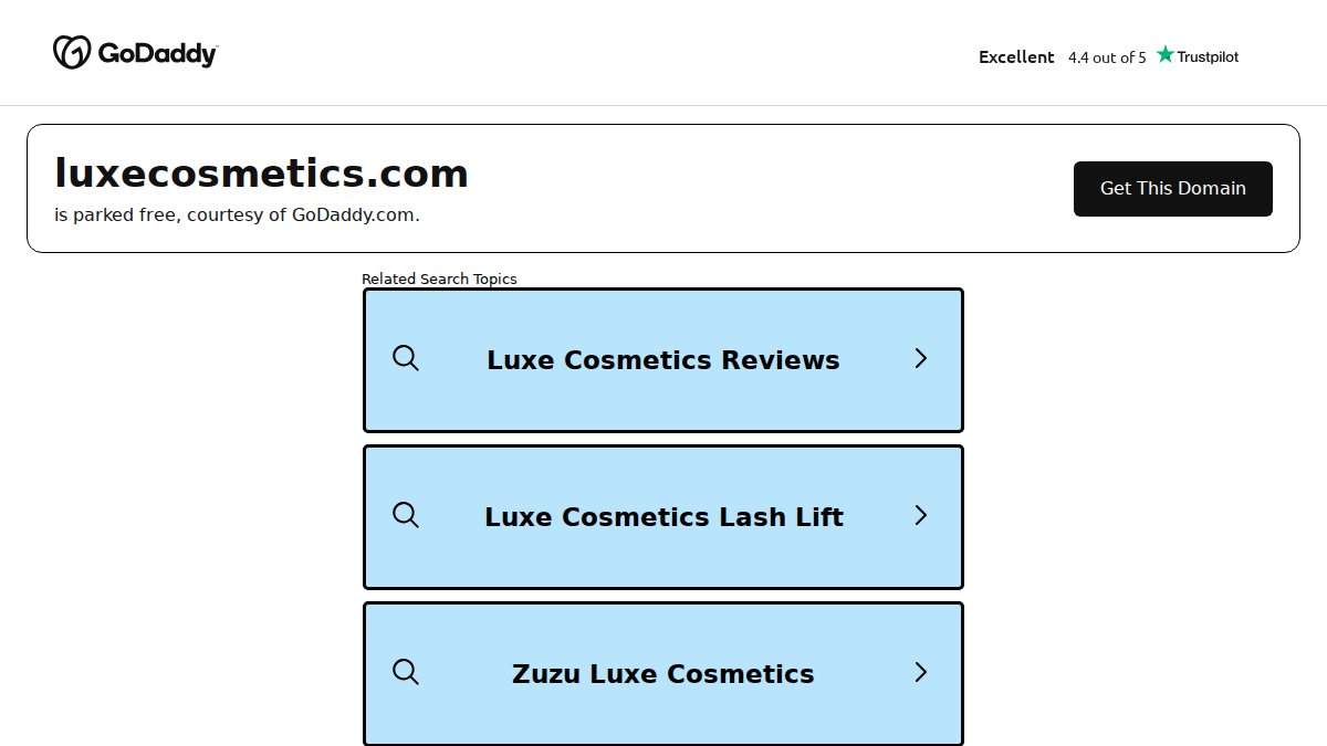 Screenshot of luxecosmetics.com interface