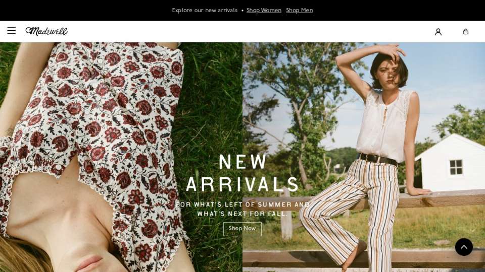 Screenshot of madewell.com interface