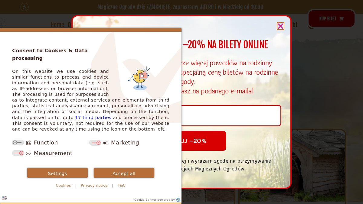 Screenshot of magiczneogrody.com interface