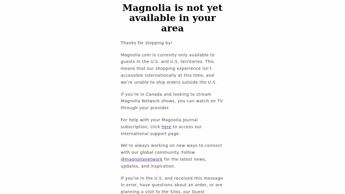 Screenshot of magnolia.com interface