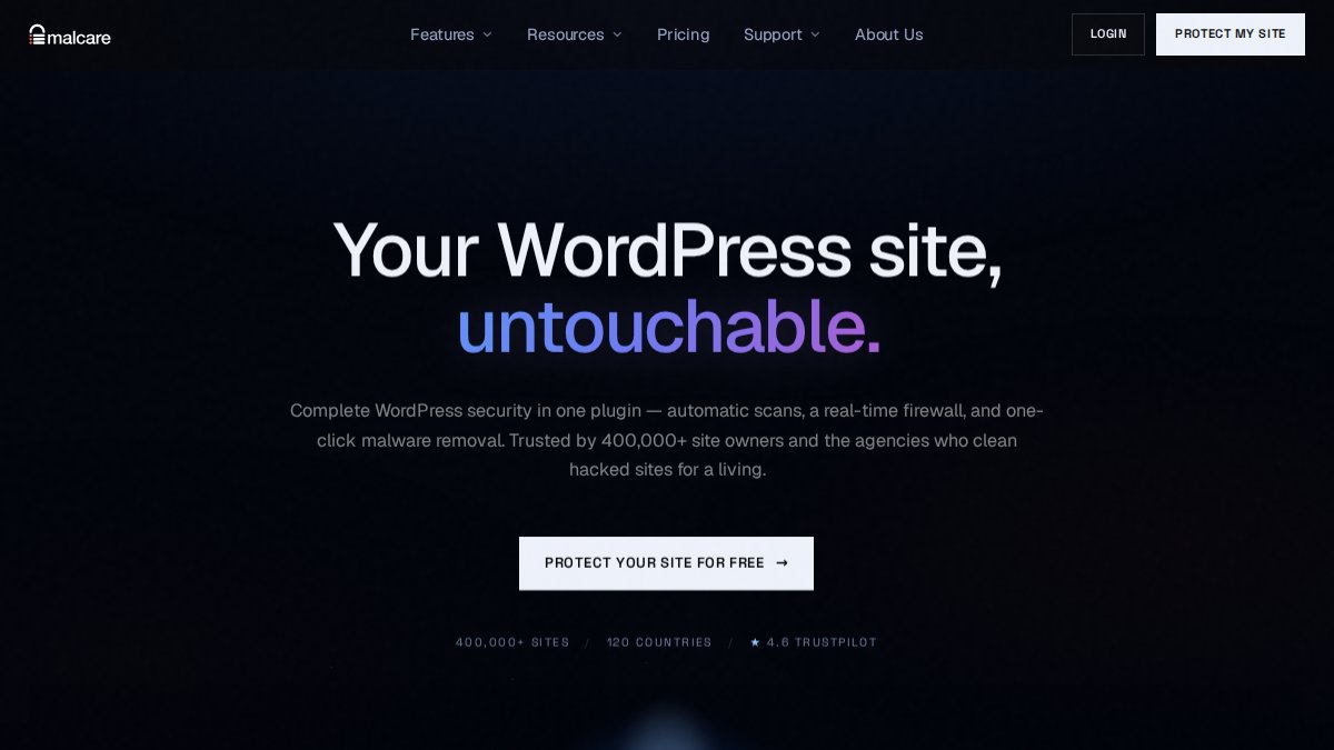 Screenshot of malcare.com interface