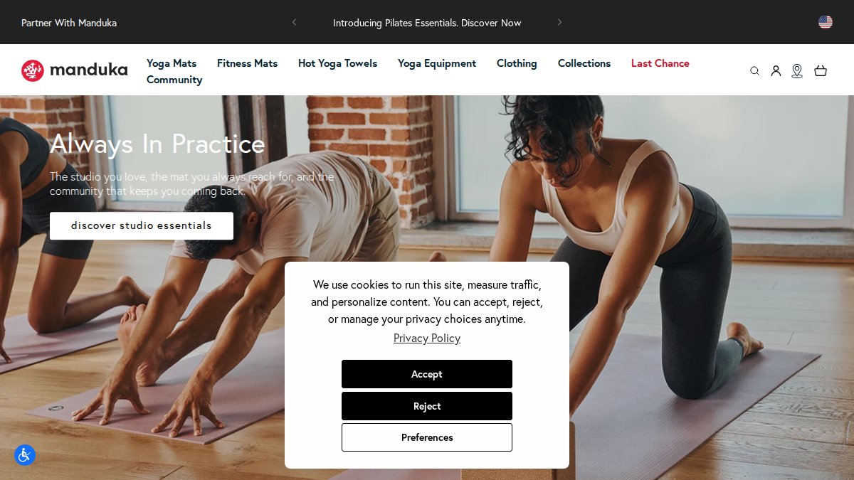 Screenshot of manduka.com interface