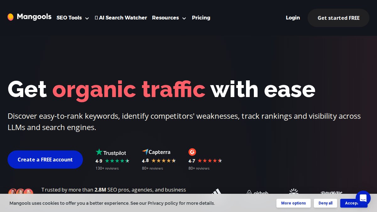 Screenshot of mangools.com interface