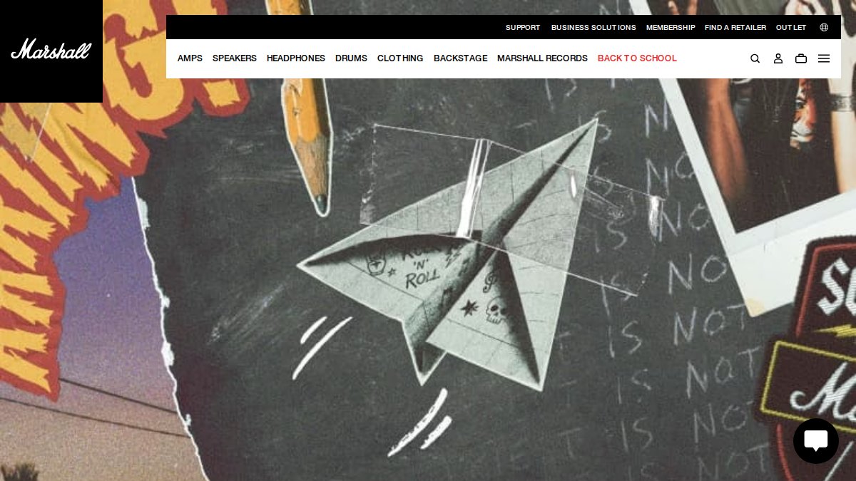 Screenshot of marshall.com interface