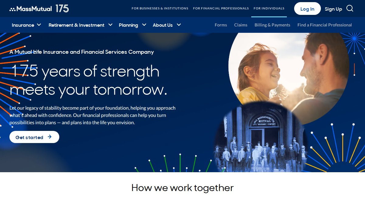 Screenshot of massmutual.com interface