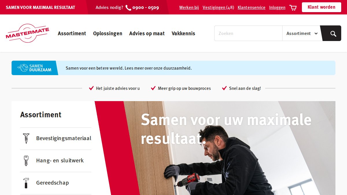 Screenshot of mastermate.nl interface
