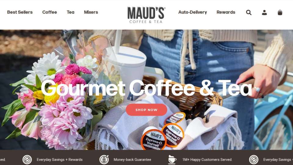 Screenshot of maudscoffee.com interface