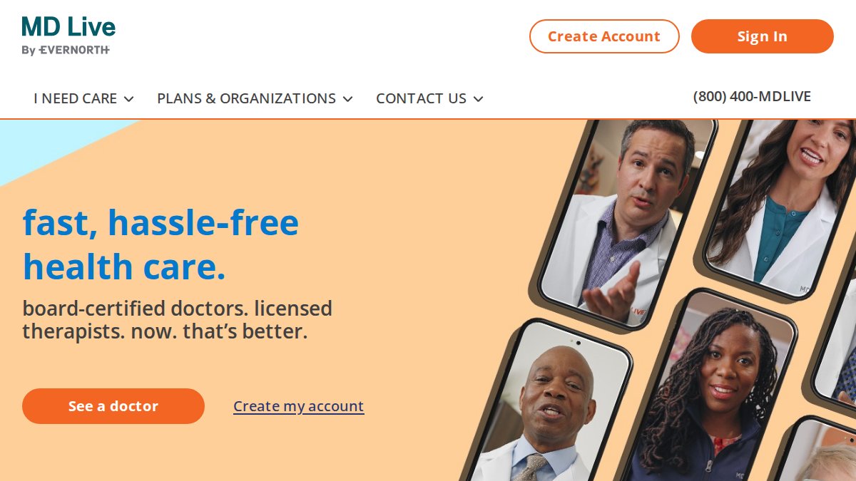 Screenshot of mdlive.com interface