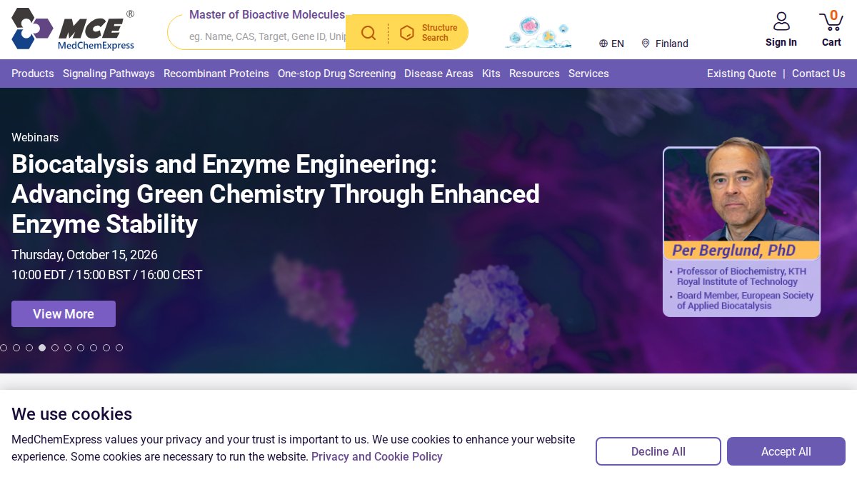 Screenshot of medchemexpress.com interface