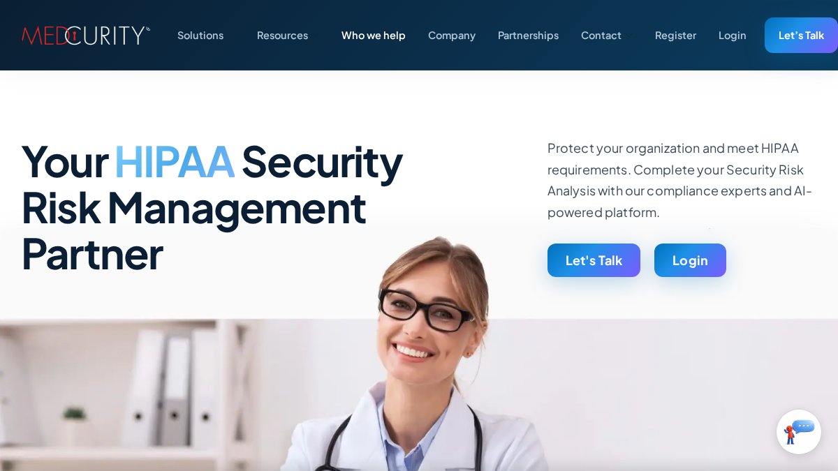 Screenshot of medcurity.com interface