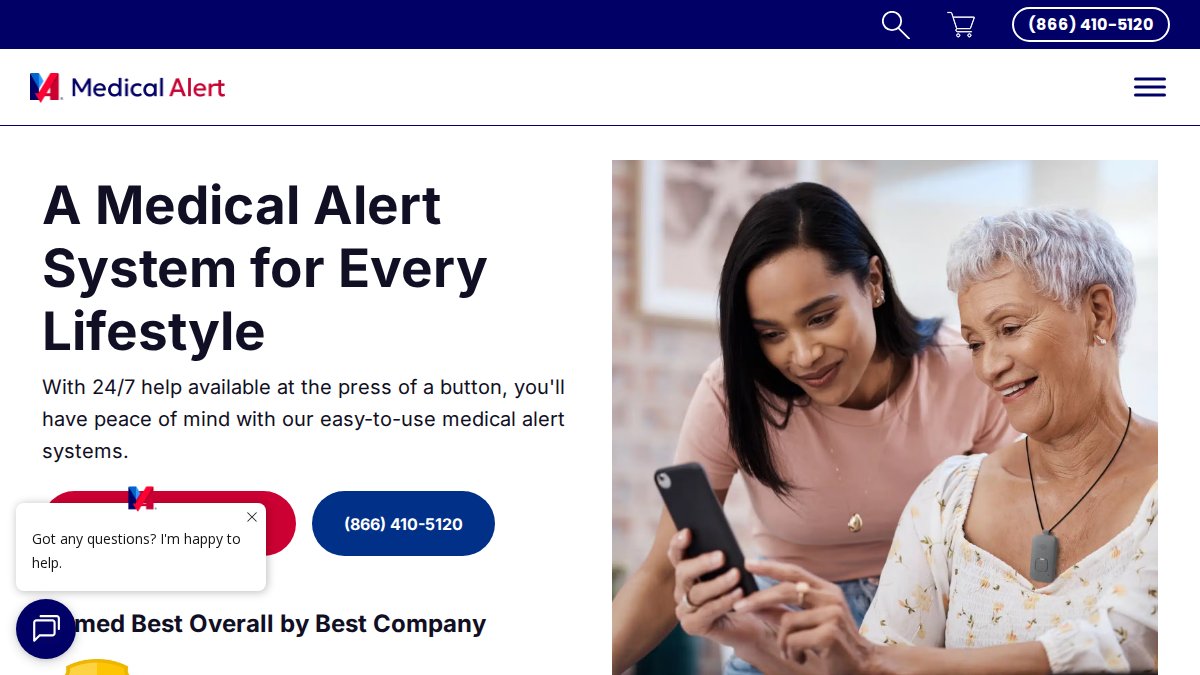 Screenshot of medicalalert.com interface