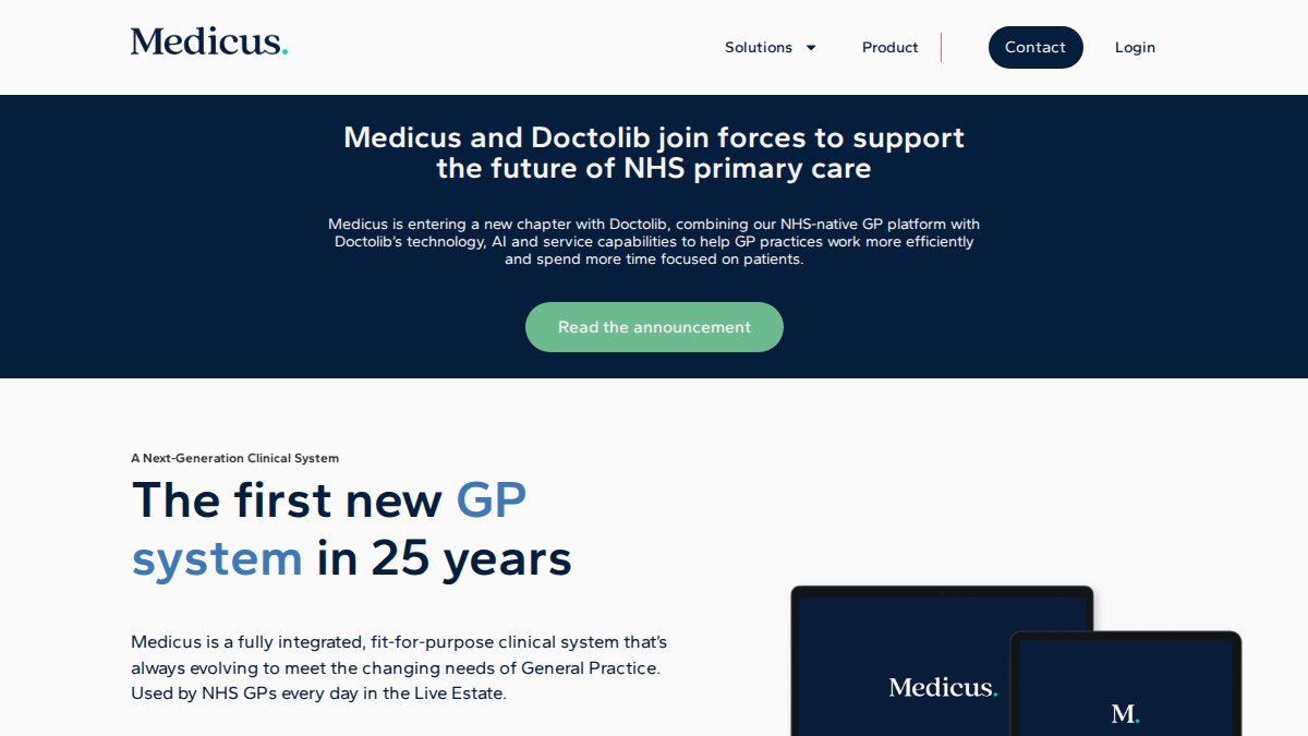 Screenshot of medicus.health interface