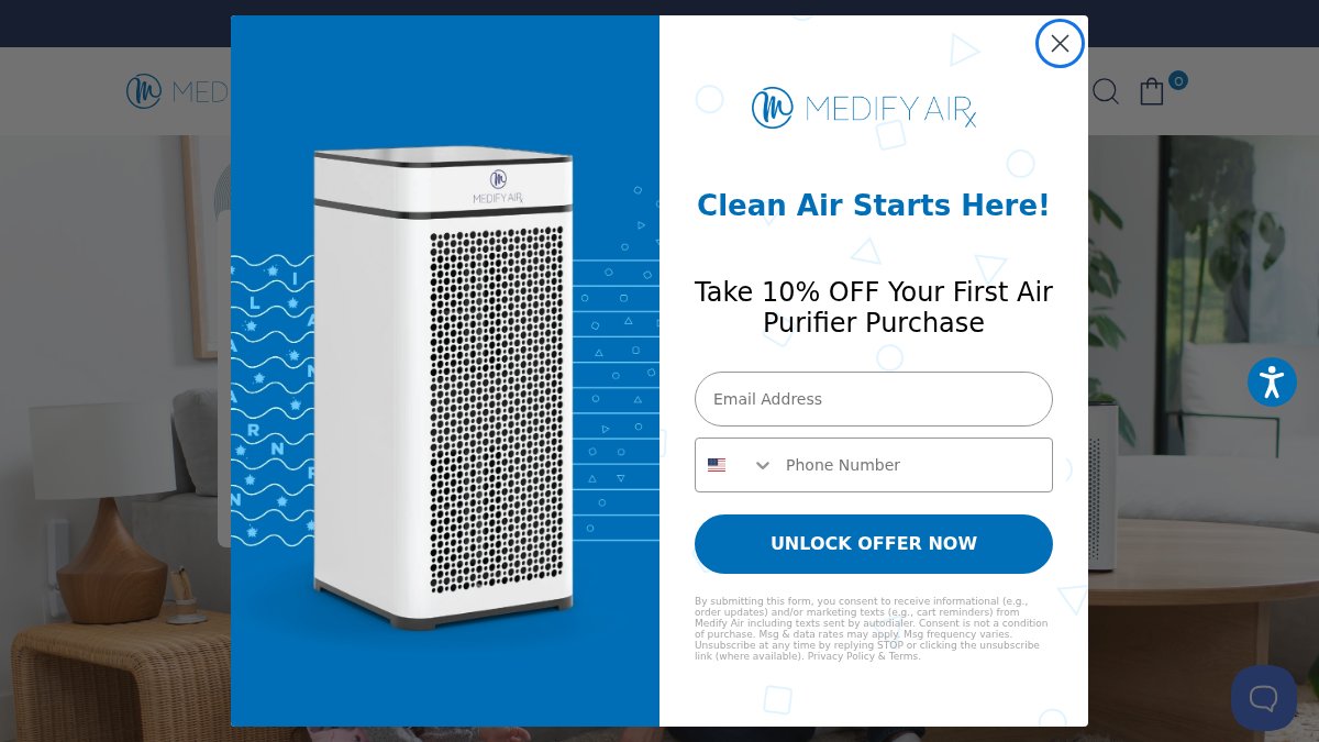 Screenshot of medifyair.com interface