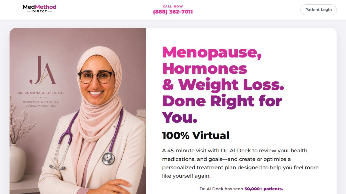 Screenshot of medmethoddirect.com interface