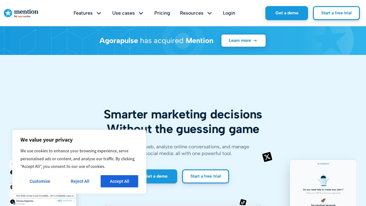 Screenshot of mention.com interface