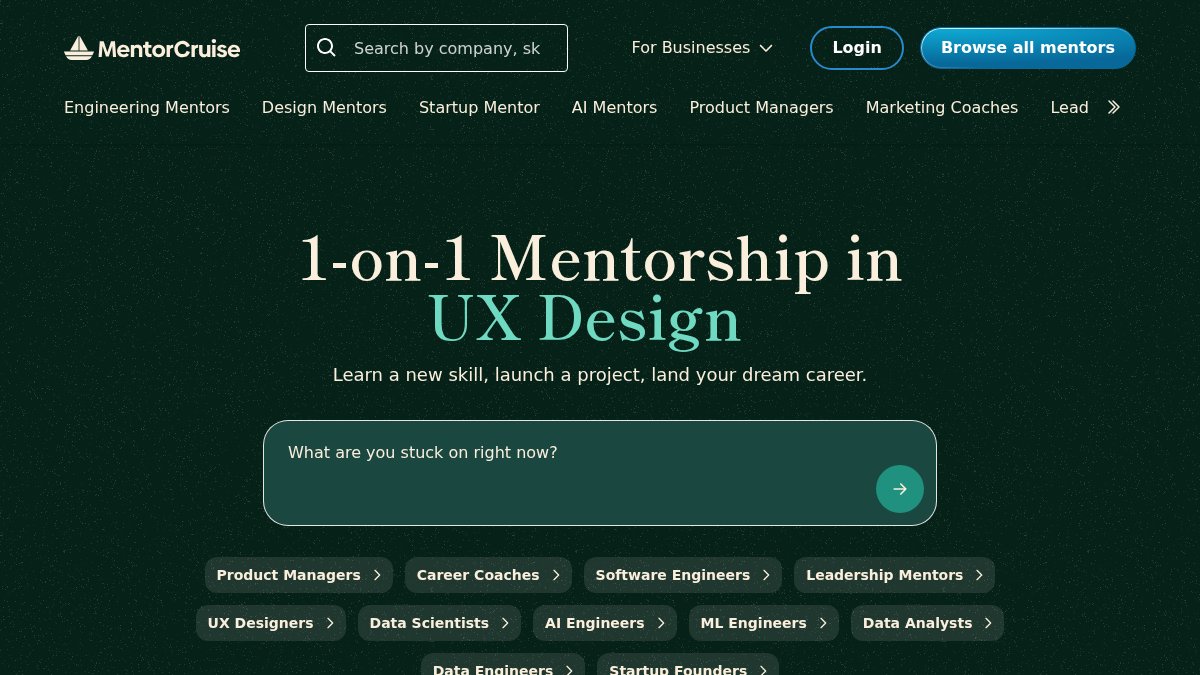 Screenshot of mentorcruise.com interface
