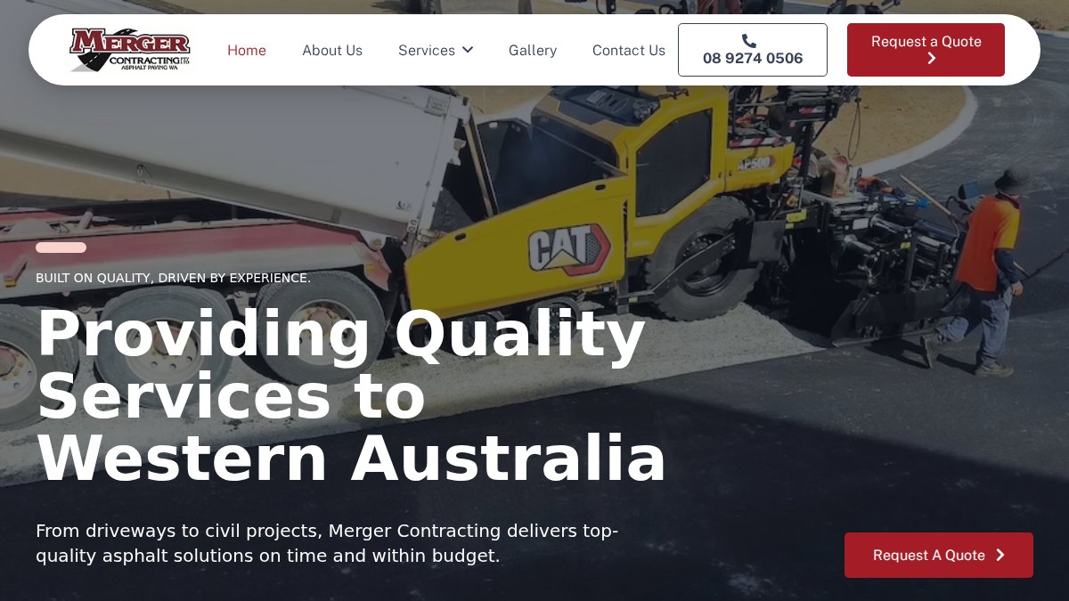 Screenshot of mergercontracting.com.au interface