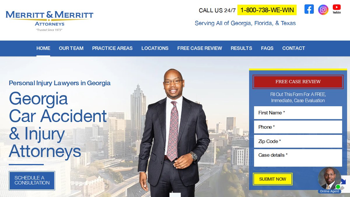 Screenshot of merrittandmerritt.com interface