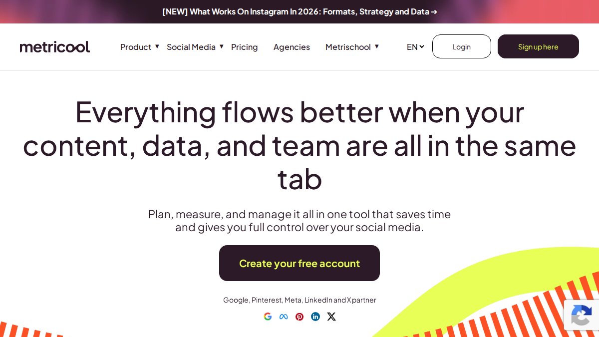 Screenshot of metricool.com interface