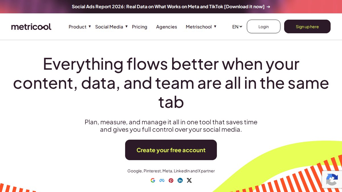 Screenshot of metricool.com interface