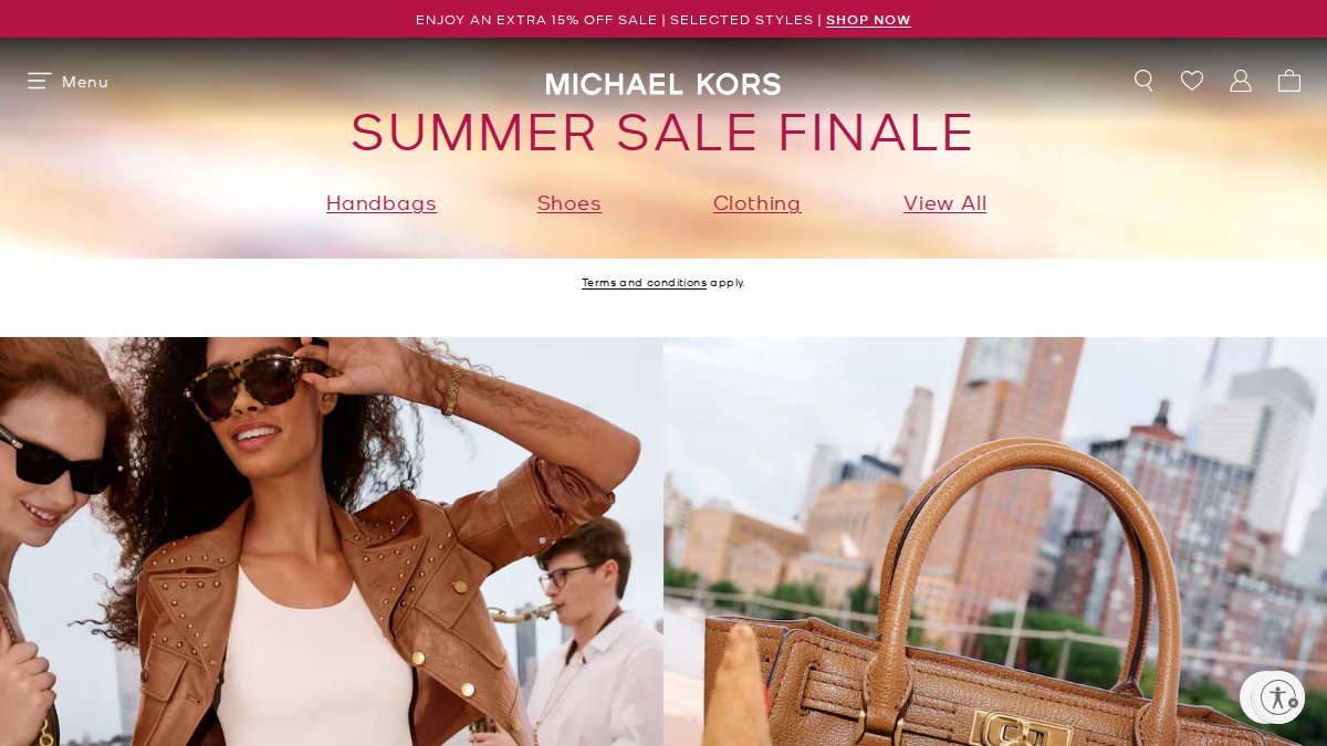 Screenshot of michaelkors.com interface