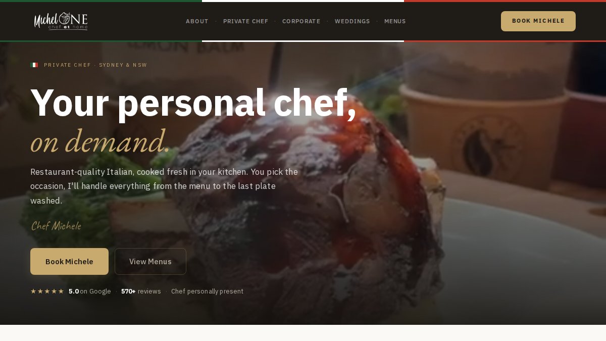 Screenshot of micheloneathome.com interface