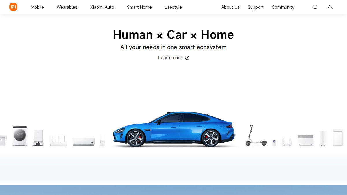 Screenshot of mi.com interface