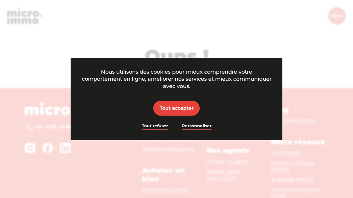 Screenshot of Agence Immobiliere Pas Chere Montlucon 03100 page on micro.immo