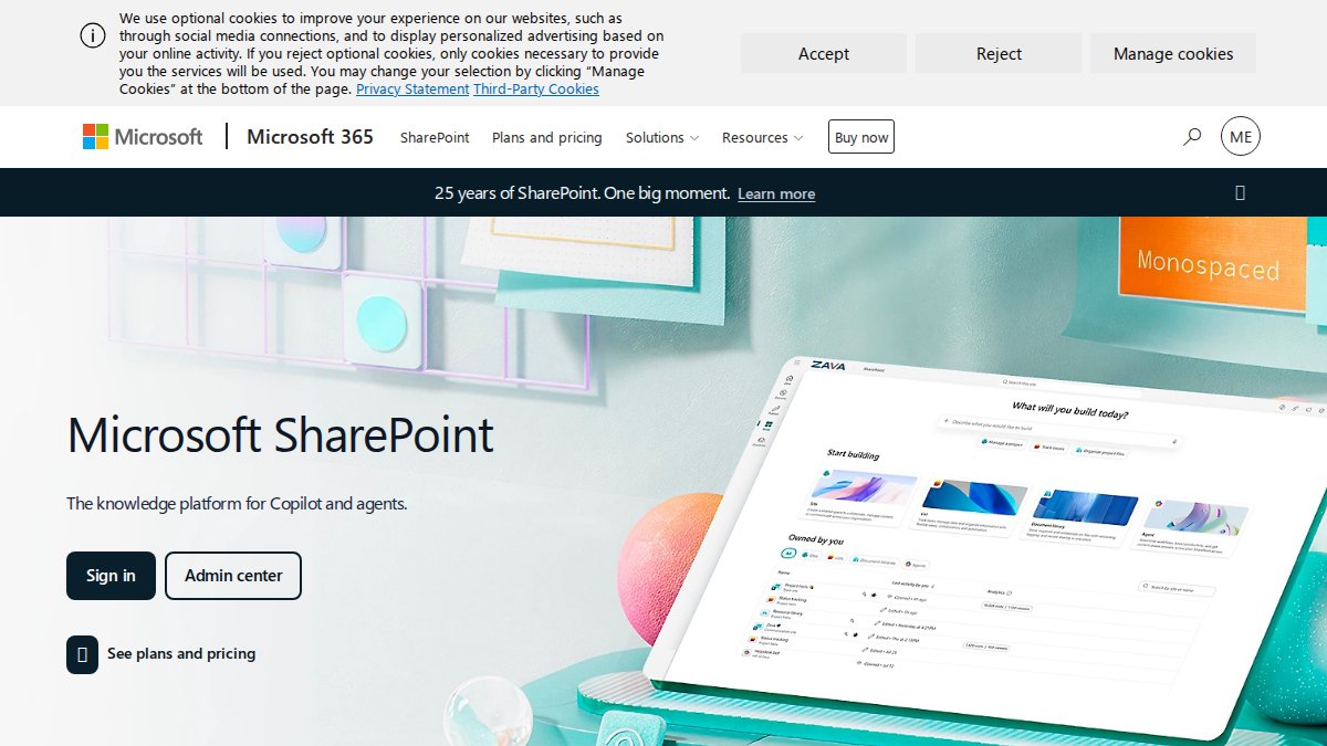 Screenshot of Collaboration page on microsoft.com