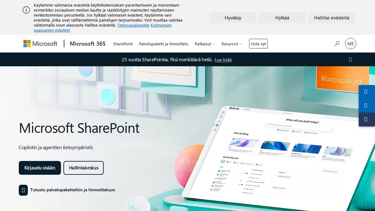 Screenshot of Sharepoint page on microsoft.com