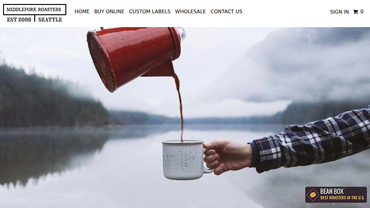 Screenshot of middleforkroasters.com interface