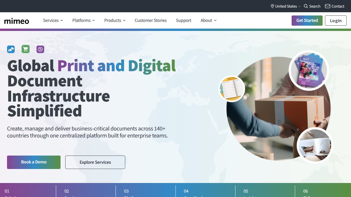 Screenshot of mimeo.com interface