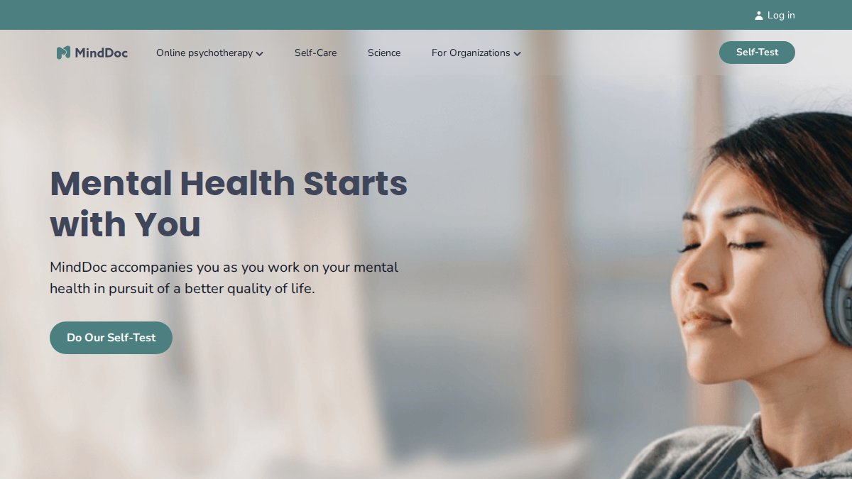 Screenshot of minddoc.de interface