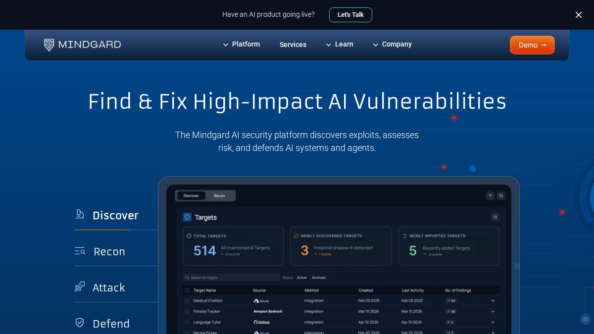 Screenshot of mindgard.ai interface