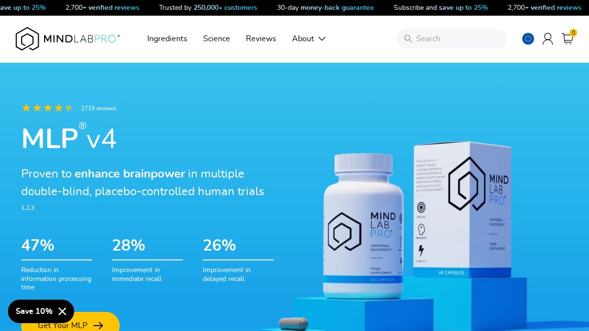 Screenshot of mindlabpro.com interface