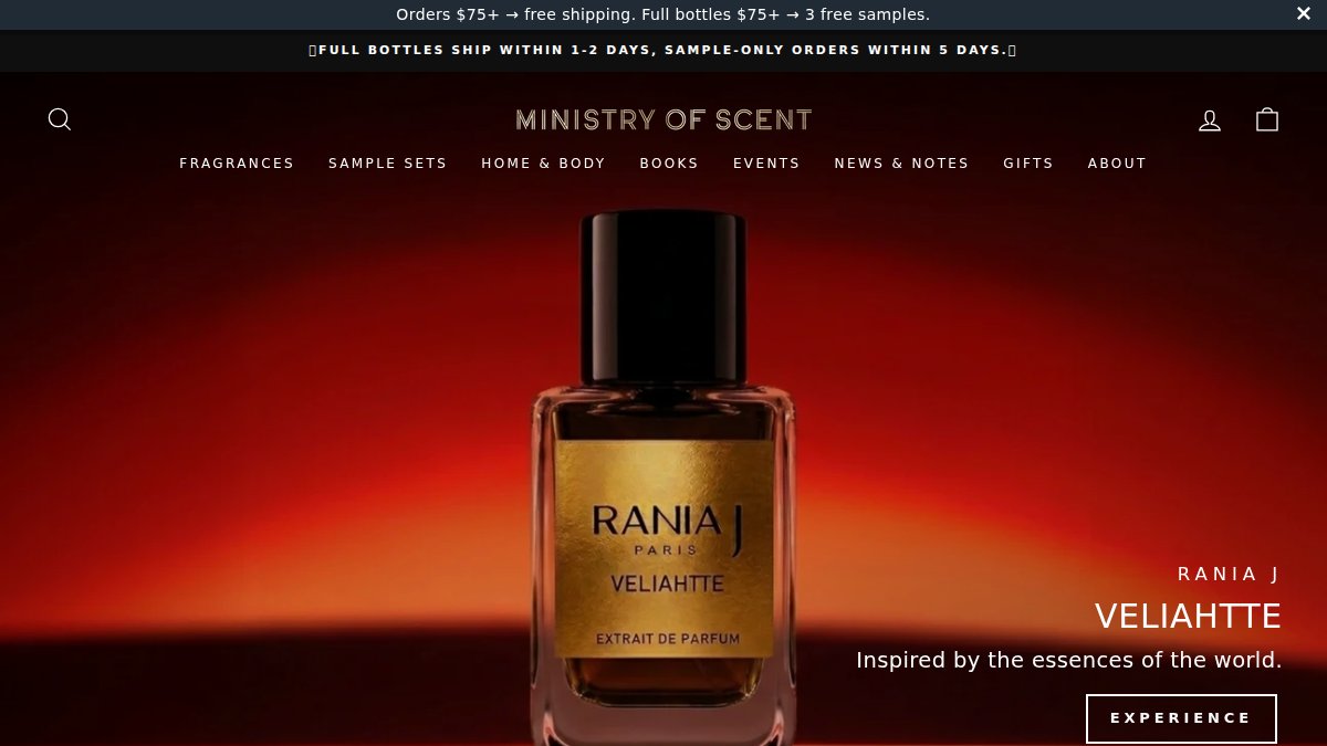 Screenshot of ministryofscent.com interface